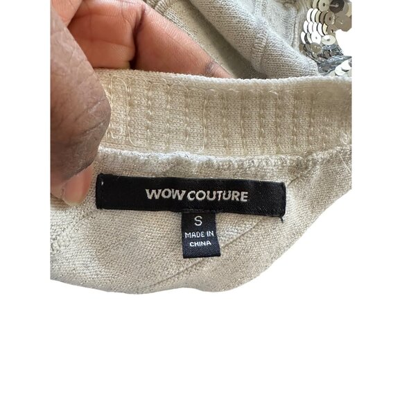 Wow Couture Sequined One-Shoulder Bandage Dress Bodycon Glam Sparkly Cocktail S - Picture 4 of 8